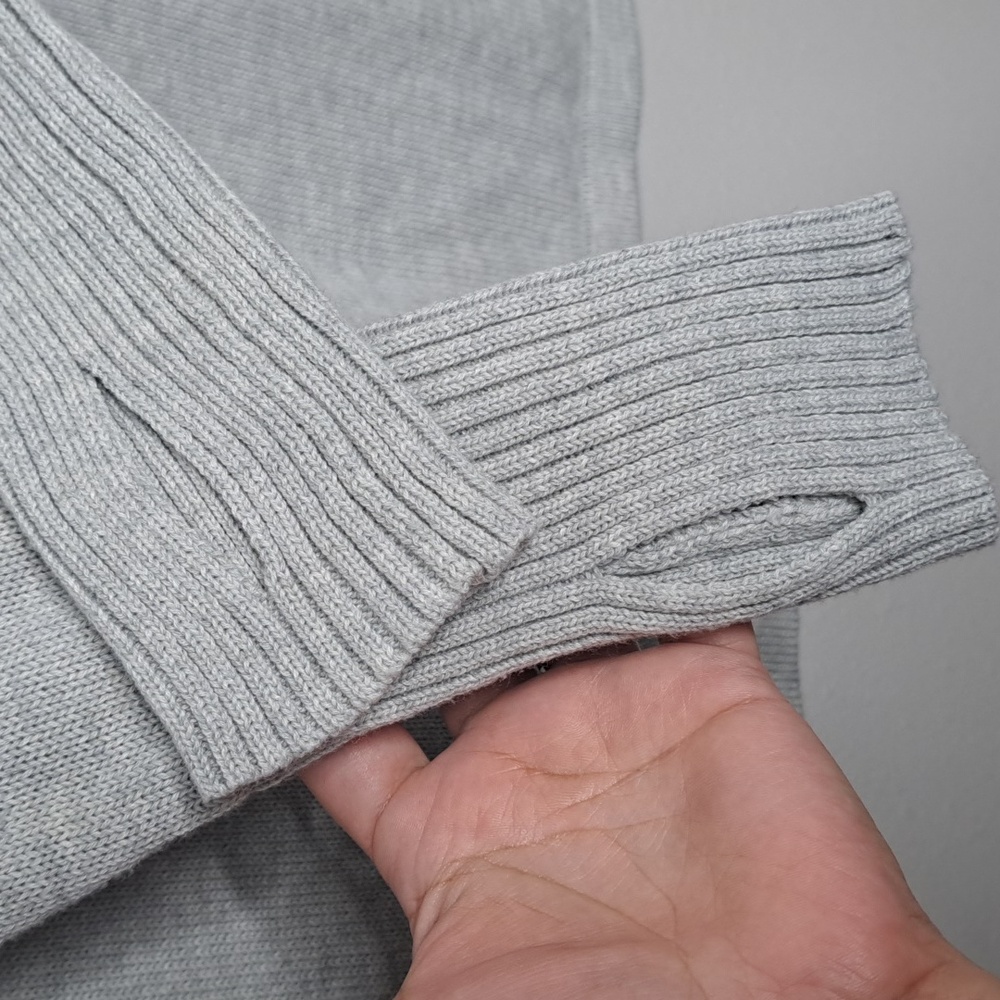 Akini Women’s Thumb Hole Sweater Gray Cowl Neck with Tie XS - Picture 9 of 16